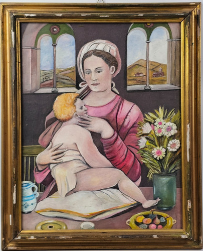 Quadro antico madonna con - quadro,