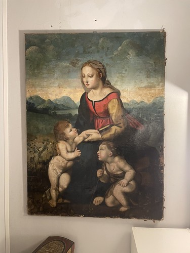Antico dipinto olio - , tela