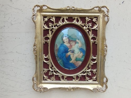 Antico quadro dipinto ovale - quadro,
