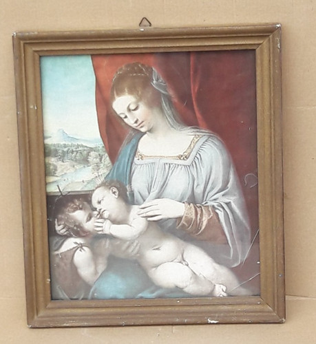 Antico quadro stampa - stampa, madonna